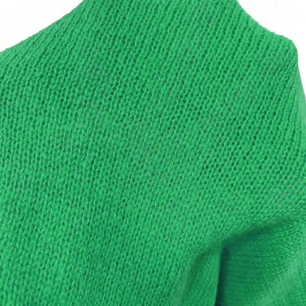 Green Casual Women's Turtleneck Pullover Sweater with Raglan Sleeve